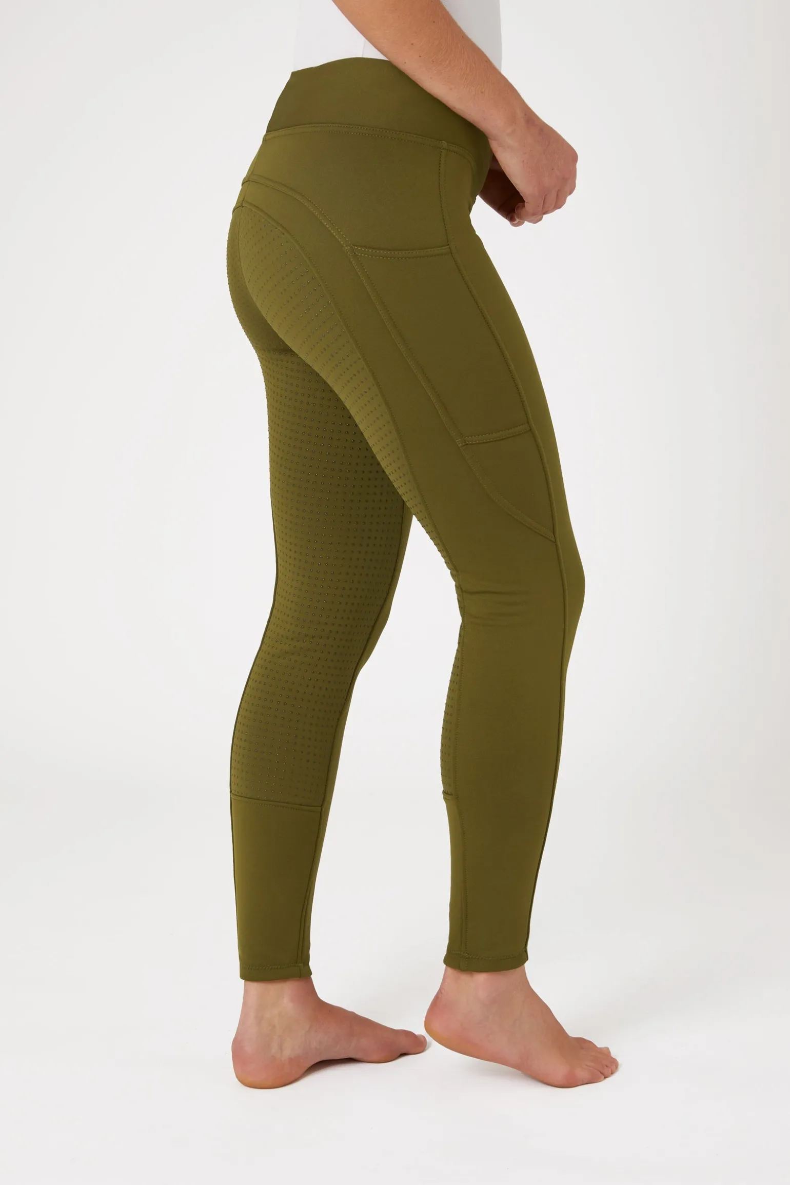 Active Damen Winter Vollbesatzreitleggings mit Handytasche