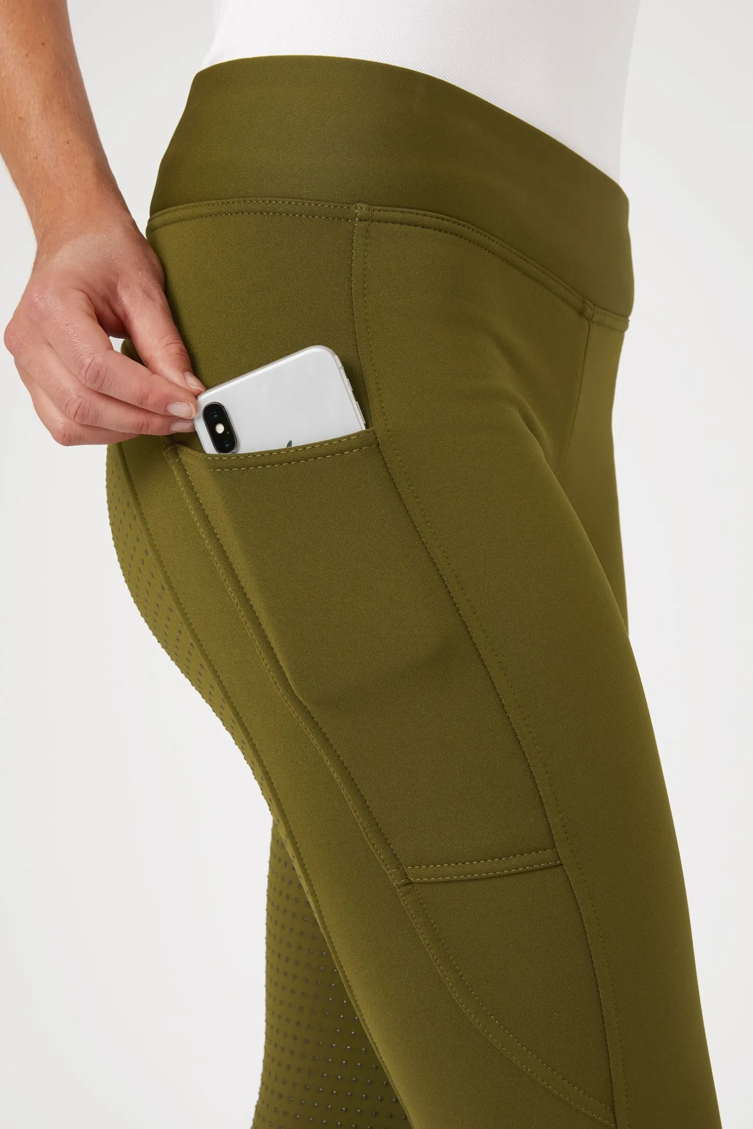 Active Damen Winter Vollbesatzreitleggings mit Handytasche