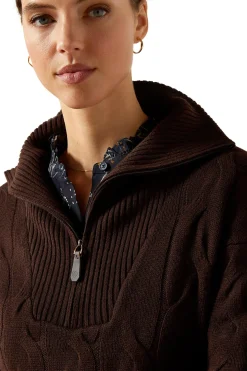 Alamere Damenpullover mit halbem Reißverschluss