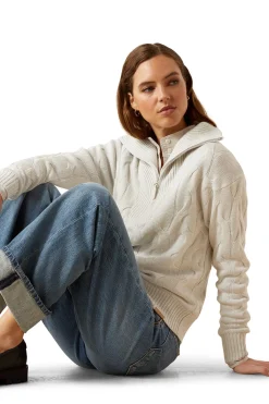 Alamere Damenpullover mit halbem Reißverschluss