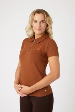 Amy Damen Kurzarm-Poloshirt mit Baumwollstretch