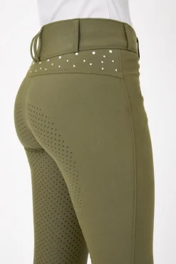 Damen Vollbesatzreithose mit hohem Bund und Kristallen