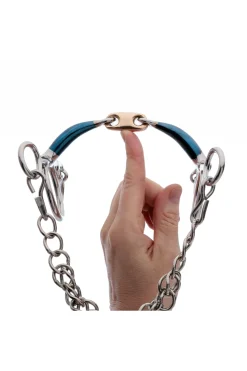 ergonomisches Pelhamgebiss, doppelt gebrochen mit Lock Up, lang, 14 mm