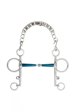 ergonomisches Pelhamgebiss, einfach gebrochen, lang, 14 mm