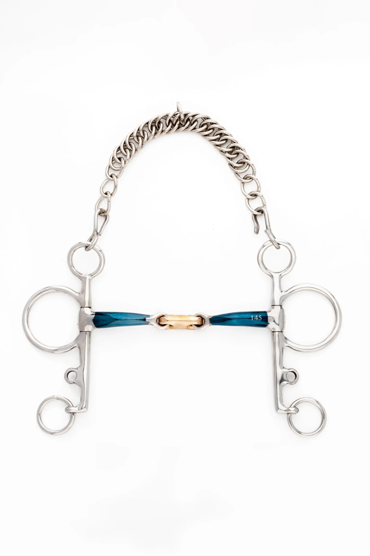 ergonomisches Pelhamgebiss, doppelt gebrochen, lang, 14 mm