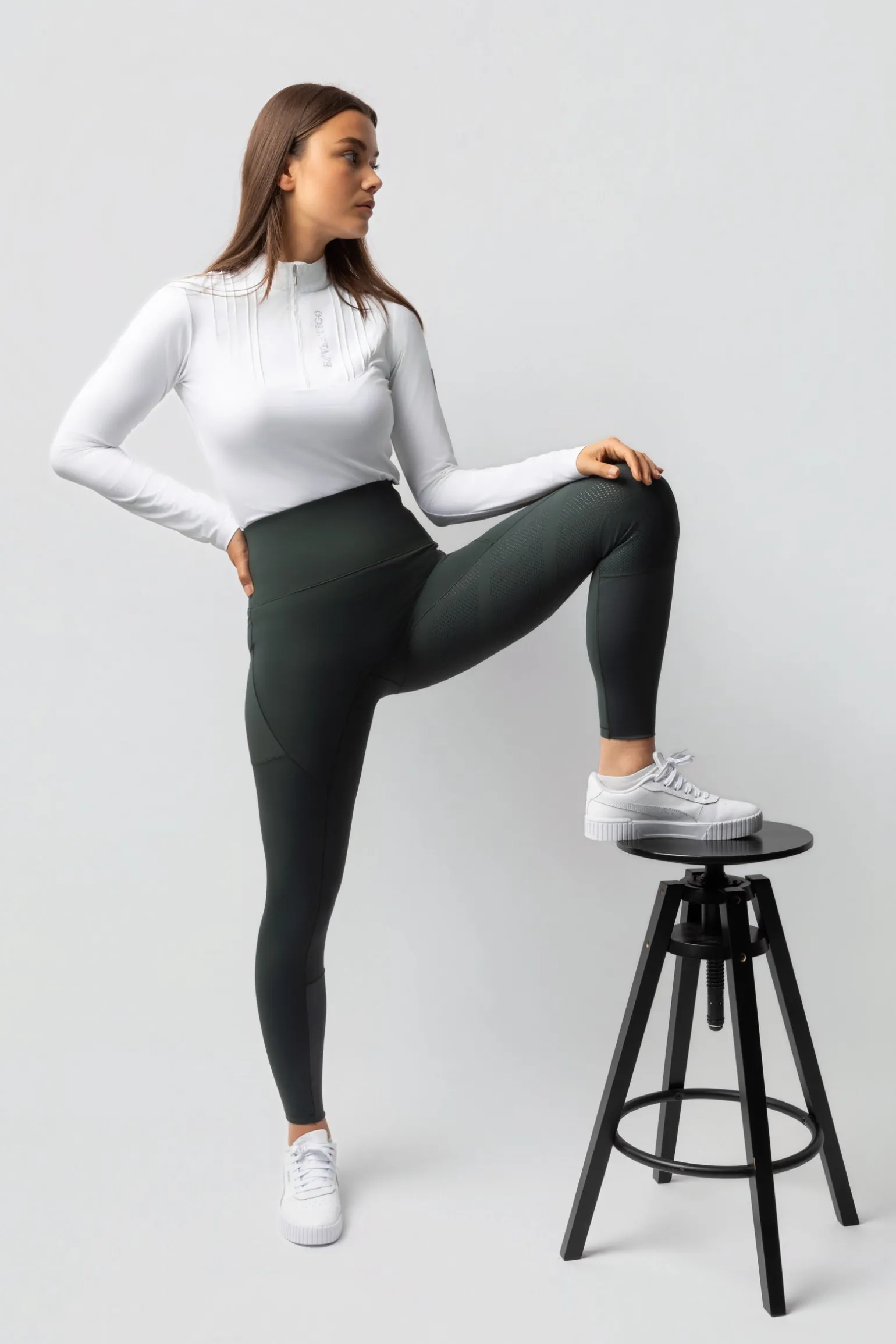 Leonora Damen nahtlose Thermo-Reithosen mit Vollbesatz