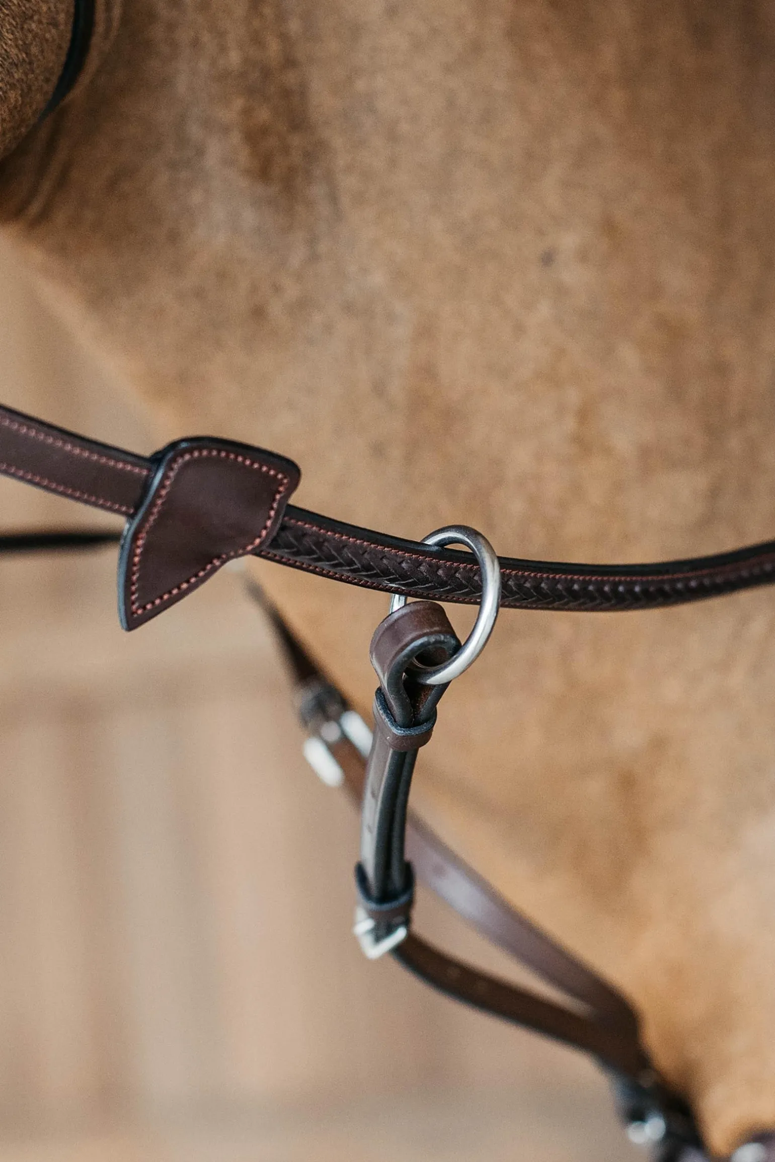 New English Gummizügel (13 mm), geflochten mit 7 Lederstegen