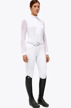 plissiertes Langarm Damen Turniershirt