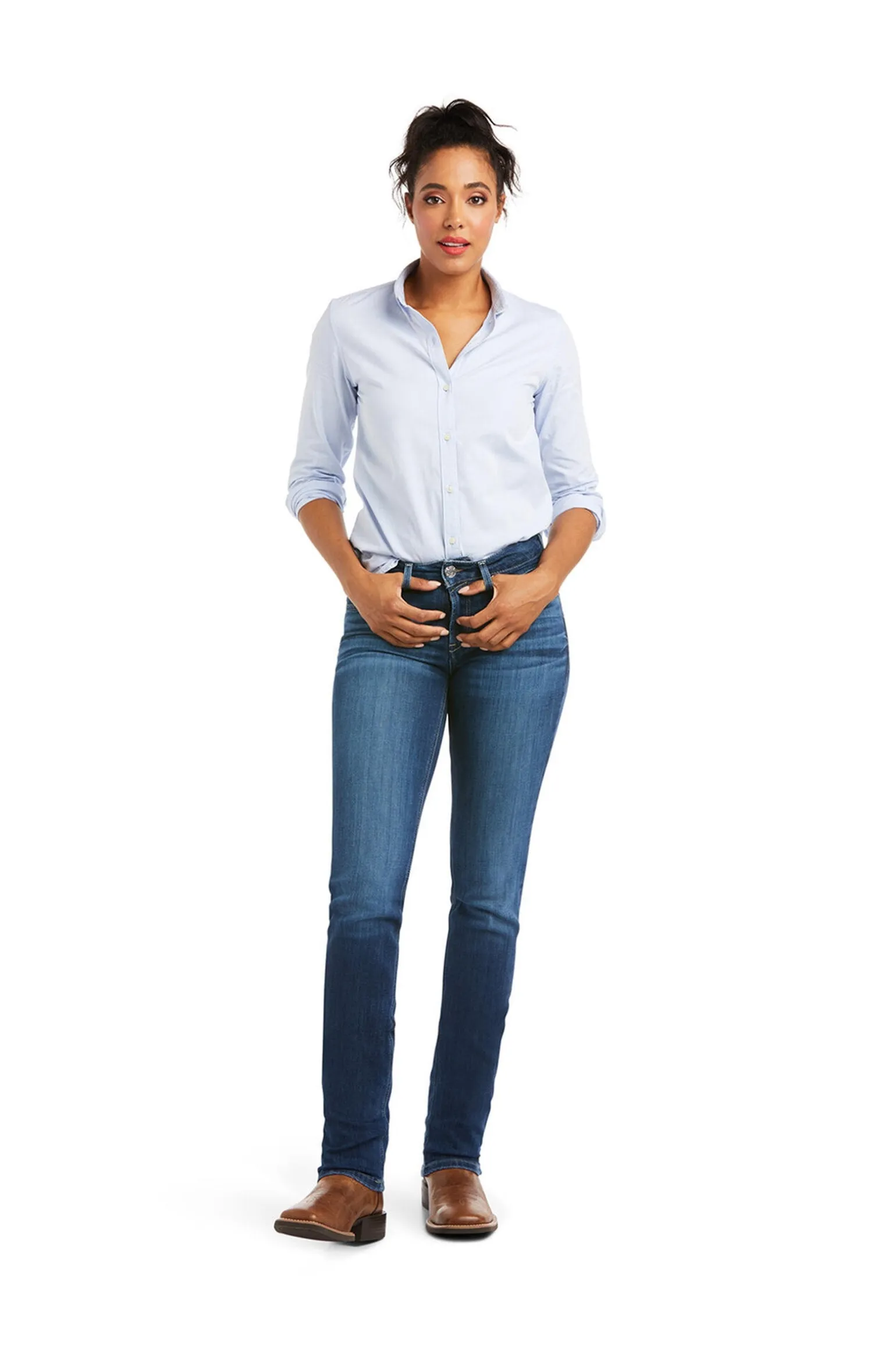 Real PR Abby Straight Reithose mit Vollbesatz in Jeansoptik für Damen