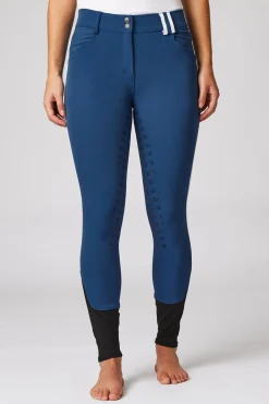 Reithose mit Vollbesatz mit hohem Bund und Kontrasteinfassung