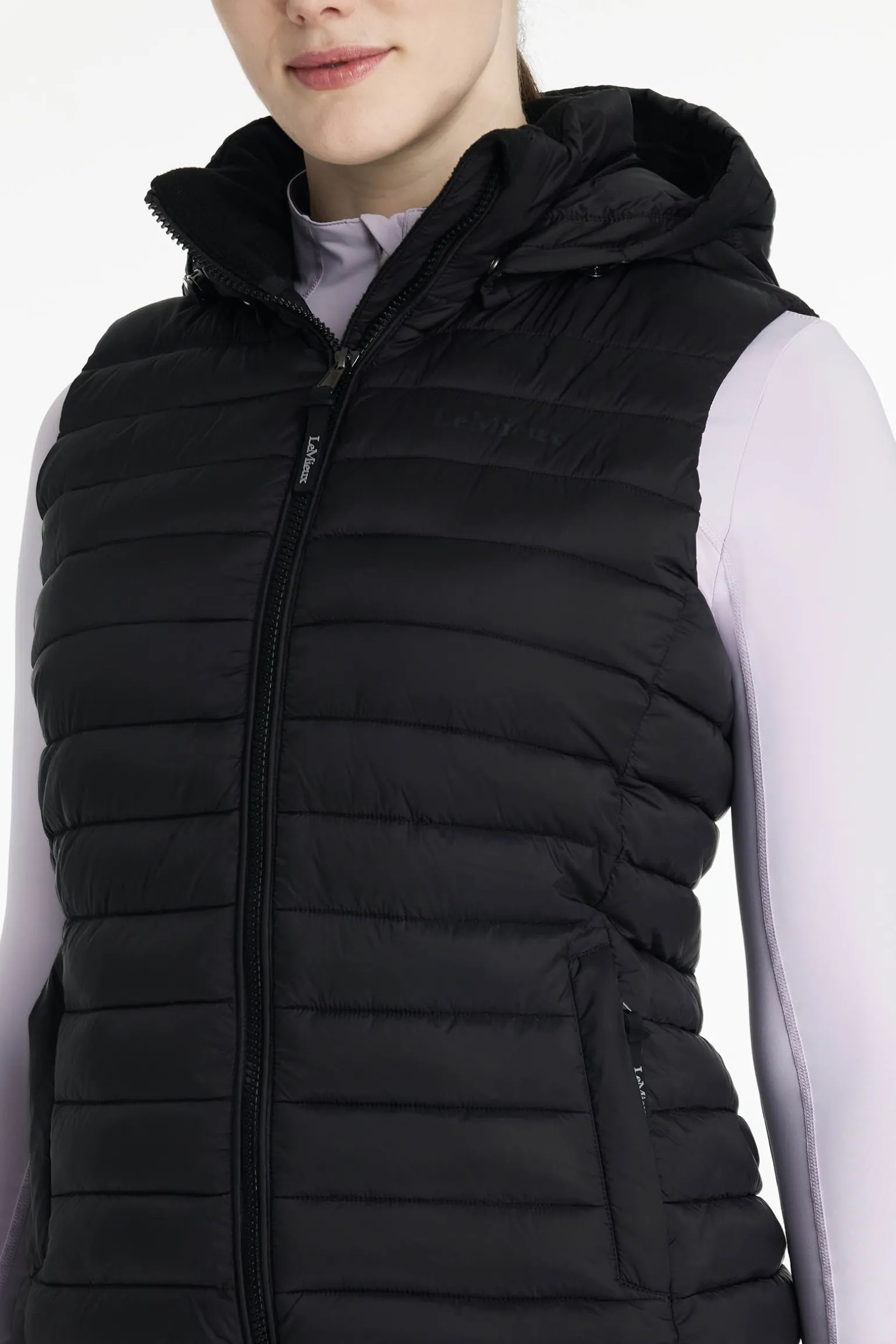 Rose Damen-Steppweste mit Kapuze