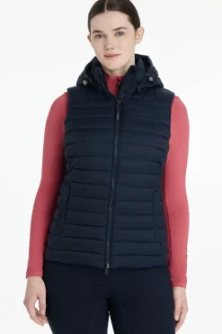 Rose Damen-Steppweste mit Kapuze