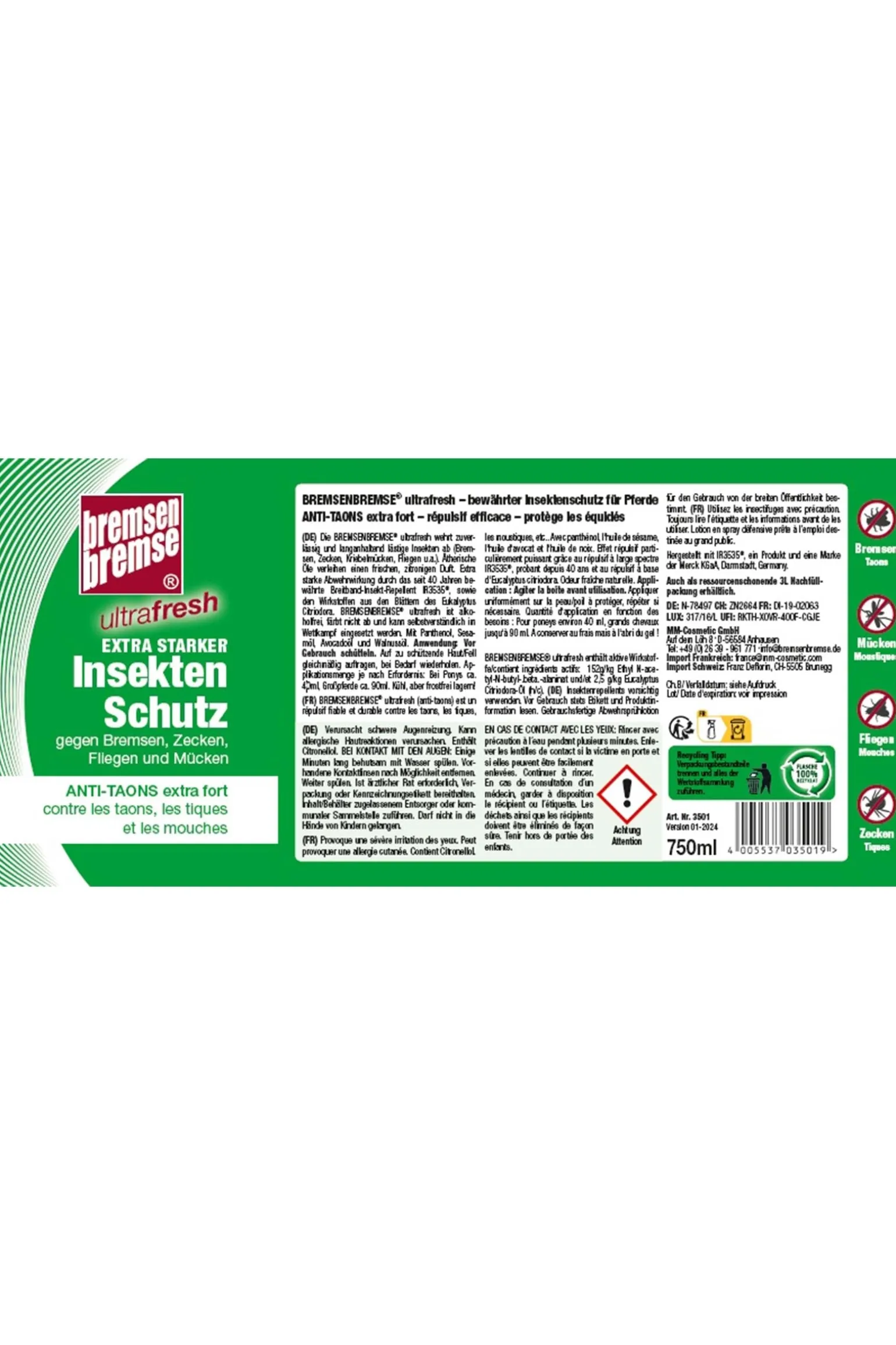 Ultrafresh Insektenschutz, Fliegenspray, 750ml