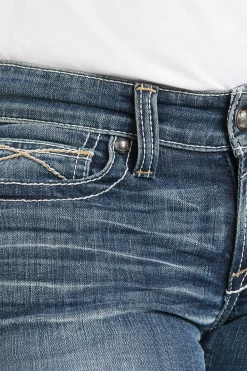 Whipstitch R.E.A.L. Damen Bootcut Stretch Jeans mit mittelhohem Bund