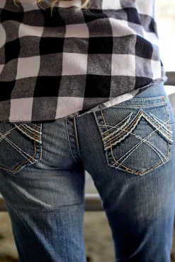 Whipstitch R.E.A.L. Damen Bootcut Stretch Jeans mit mittelhohem Bund